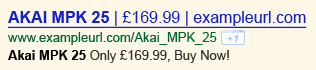 Example of PPC Advert with Product Feed 