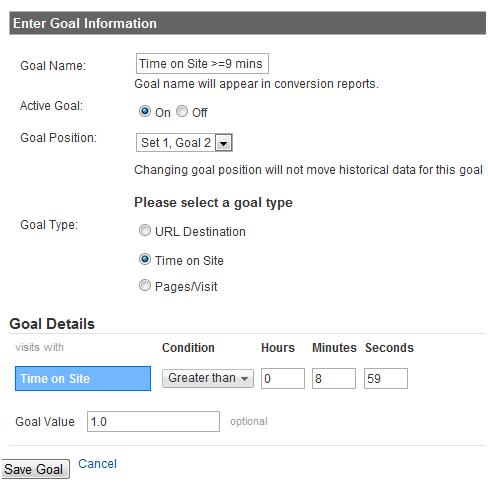 Goal Information Upload in Google Analytics