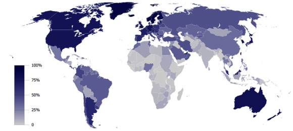 World Map - Map of Internet Penetration