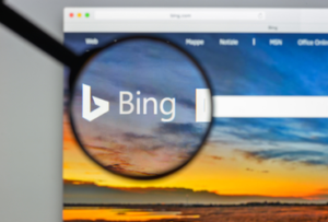 A screenshot of Bing search engine which is part of a piece of content by Search Laboratory.