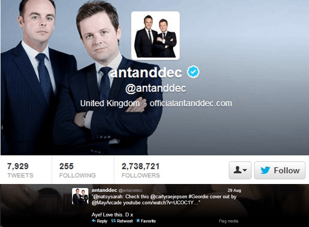 Ant and Dec's tweet