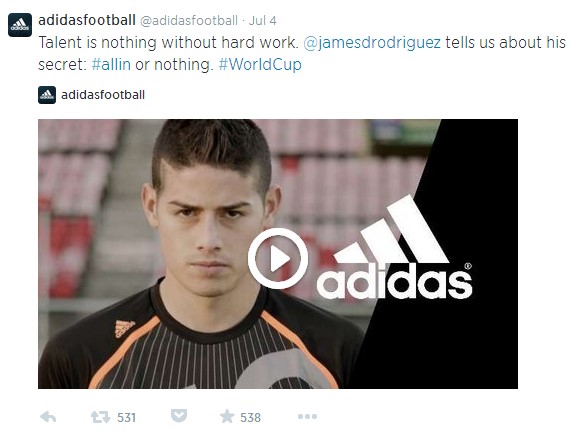 Adidas tweet during World Cup