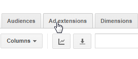 ad extensions tab