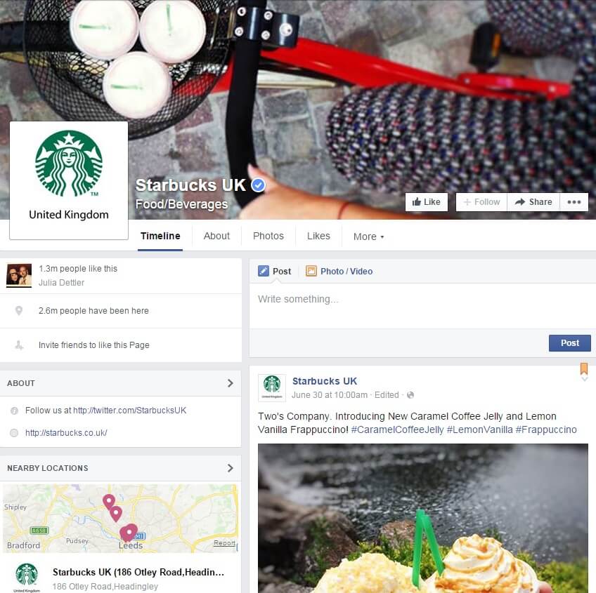 Starbucks UK Facebook page