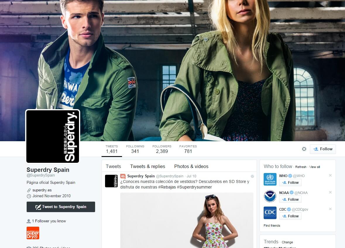 SuperDry USA Twitter page