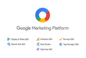 The tools and logos that are part of the Google Marketing Platform.