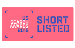 The logo for the 2018 shortlisted US Search Awards.