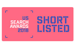 A graphic that says 'US Search Awards 2018 shortlisted'.