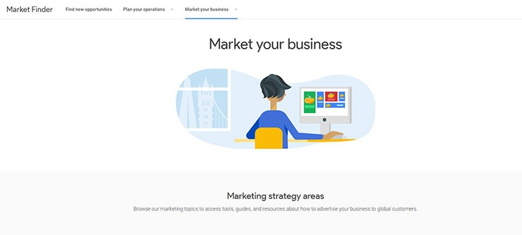 A screenshot from Google Market Finder showing the screen which says 'Market your business'.