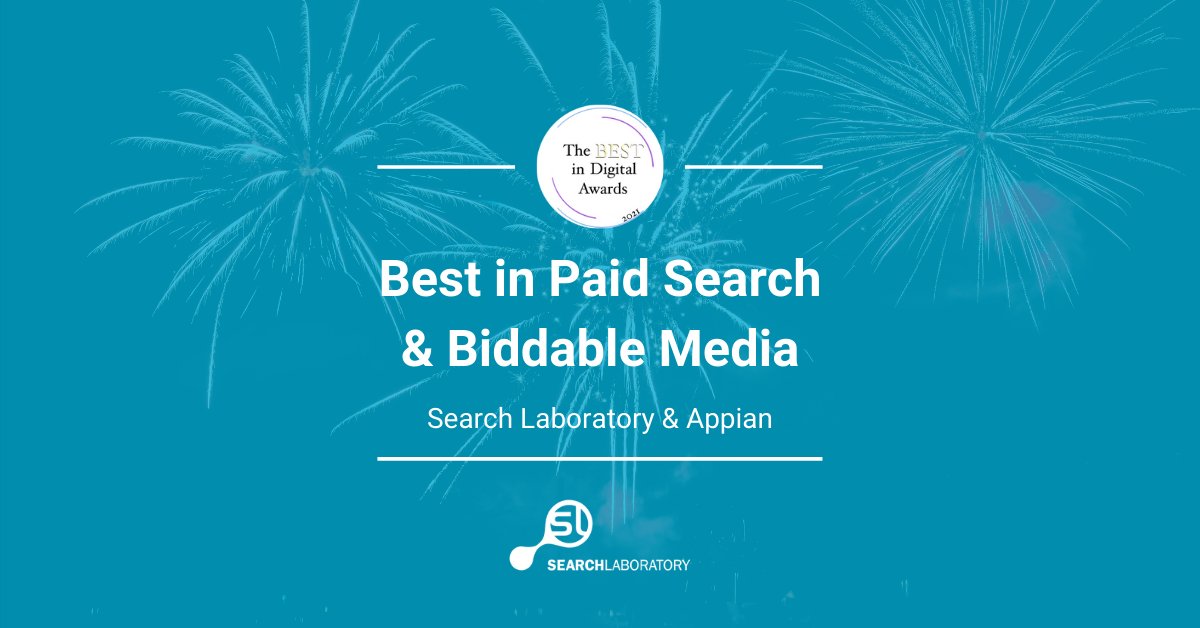 best in paid search and biddable media - search laboratory and appian award