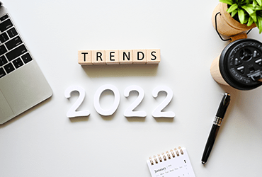 image of 2022 trends spelled out on desk