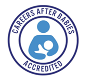 The badge of the careers after babies accreditation.