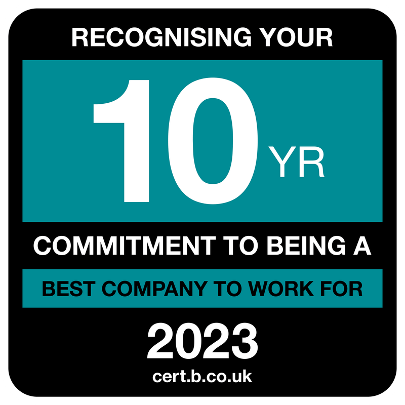 Recognising 10 year commitment to being best company to work for 2023 logo