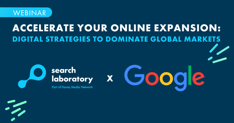 The title card for the Search Laboratory digital marketing agency webinar called 'Accelerate your online expansion'.