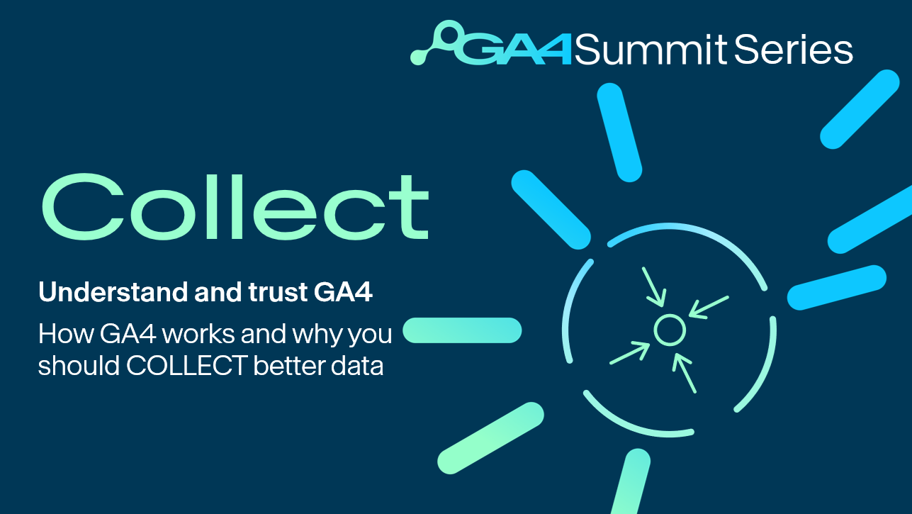 The title slide of the GA4 Summit Series video called 'Collect' by Search Laboratory digital marketing agency.