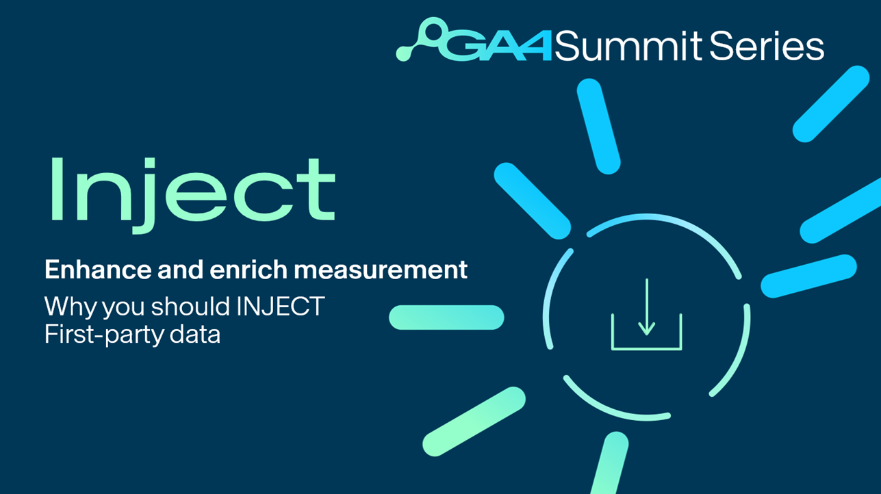 The title slide for the 'Inject' video of the GA4 Summit series by Search Laboratory digital marketing agency.
