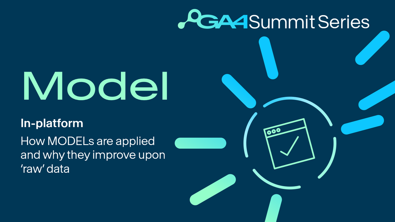 The title slide from the GA4 Summit Series video about In-platform models by Search Laboratory digital marketing agency.